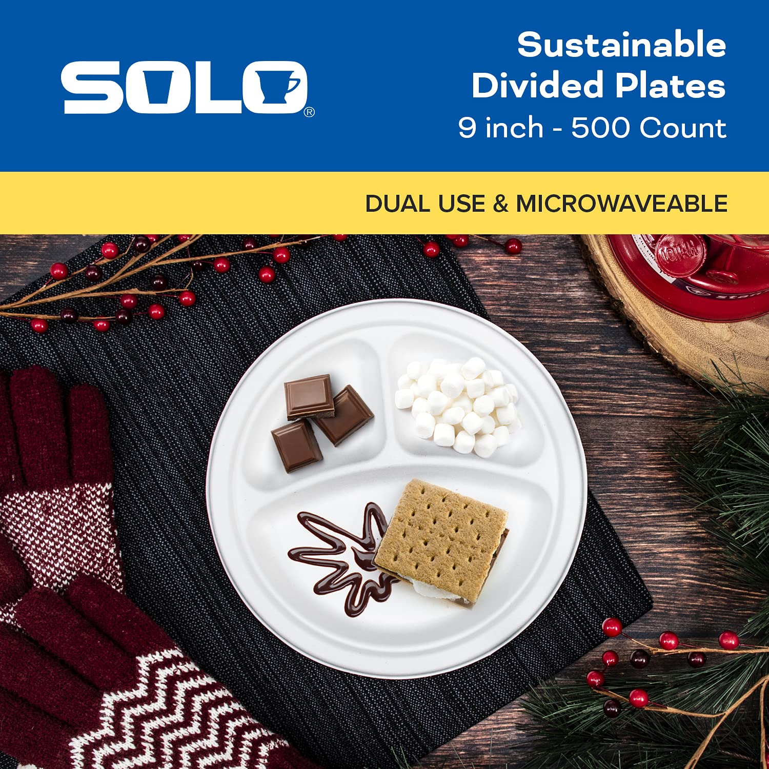 SOLO Platos compartidos de Sugercano, redondos, 20,3 cm, 500 unidades