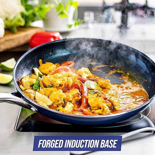 Miniatura 7 de Blue Diamond - Sartén antiadherente de cerámica con infusión de diamante de 12.5 pulgadas, sin PFAS, apta para lavavajillas, apta para horno, color