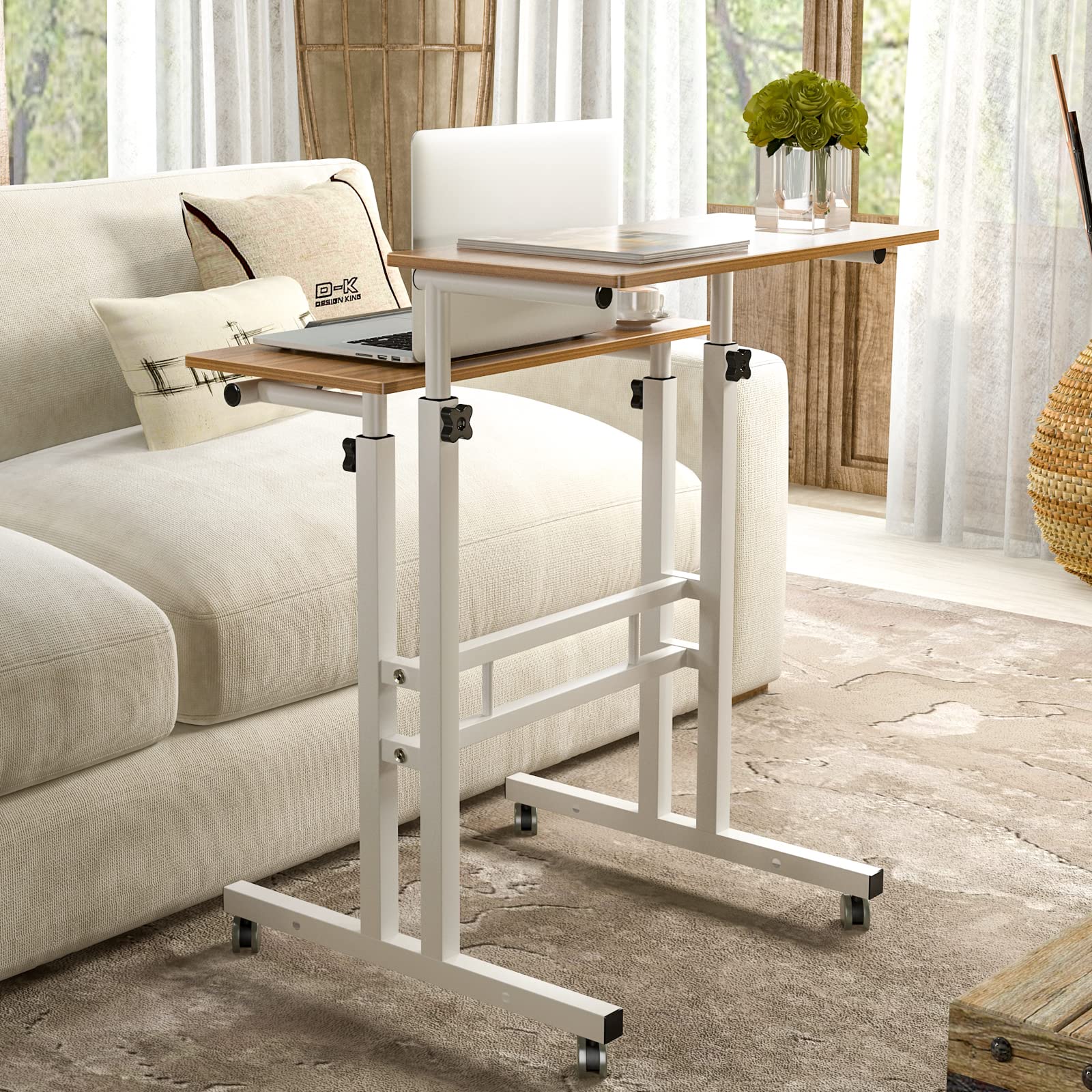 sogesfurniture Scrivania regolabile per computer, postazione di lavoro, scrivania per casa e ufficio, 60 x 30 x 70-115 cm, rovere BHEU-101-OK