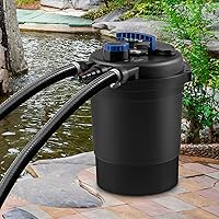 Vista 2 de HAPPYGRILL Pond Filter, 2642 GPH Pond Pump Filter w/13W UV-C Light, Bio Balls & 4 Adapters, Bio Pressure Pond Filter System for 1321 Gal Koi Fish