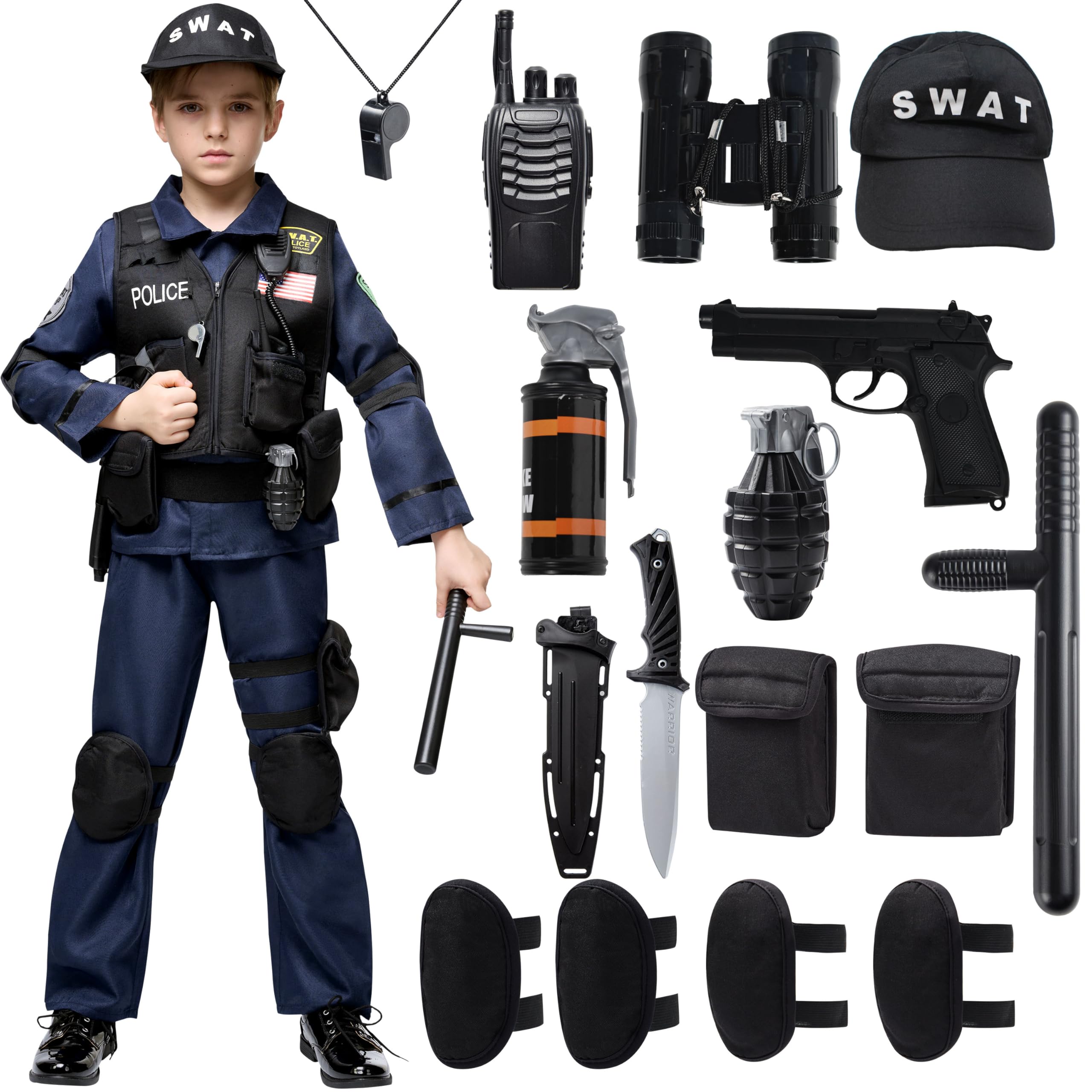 Spooktacular Creations Kids SWAT Costume, S.W.A.T. Police Officer Costume for Boys Halloween Dress Up