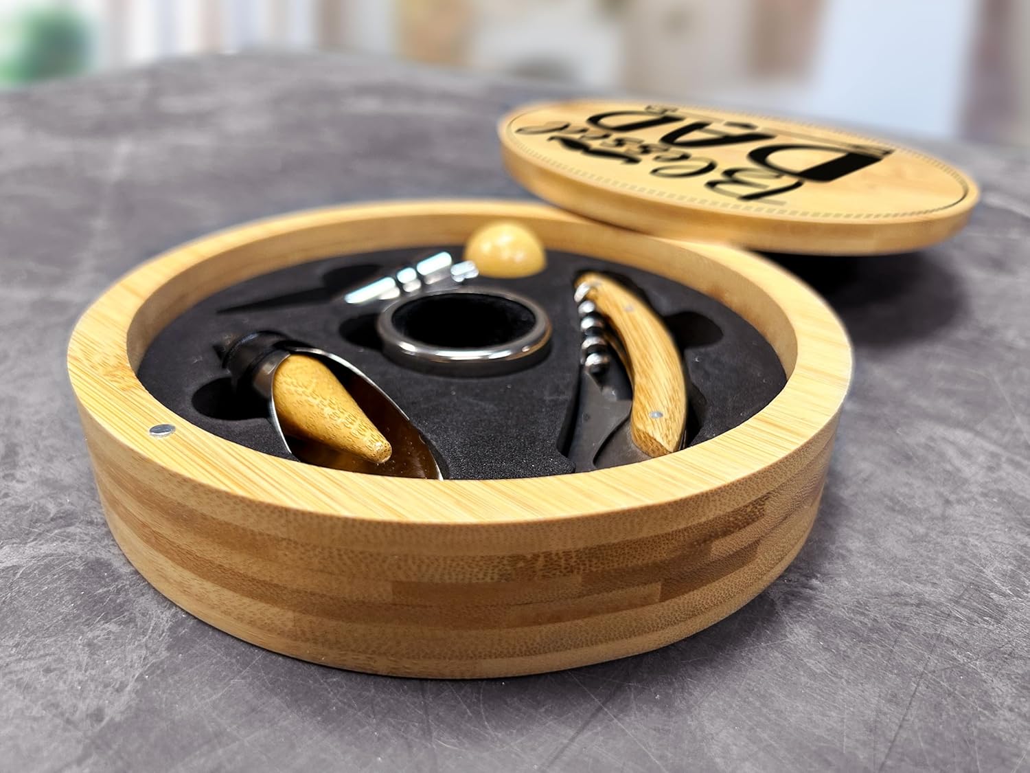 Blessed Dad Bamboo Wine Bottle Opener Tool Set, Gifts For Dad, Wine Set Gifts for Men, Wine Kit, Wine Tools, Essential Wine Tools, Father's Day Birthday Christmas Gift Idea For Men