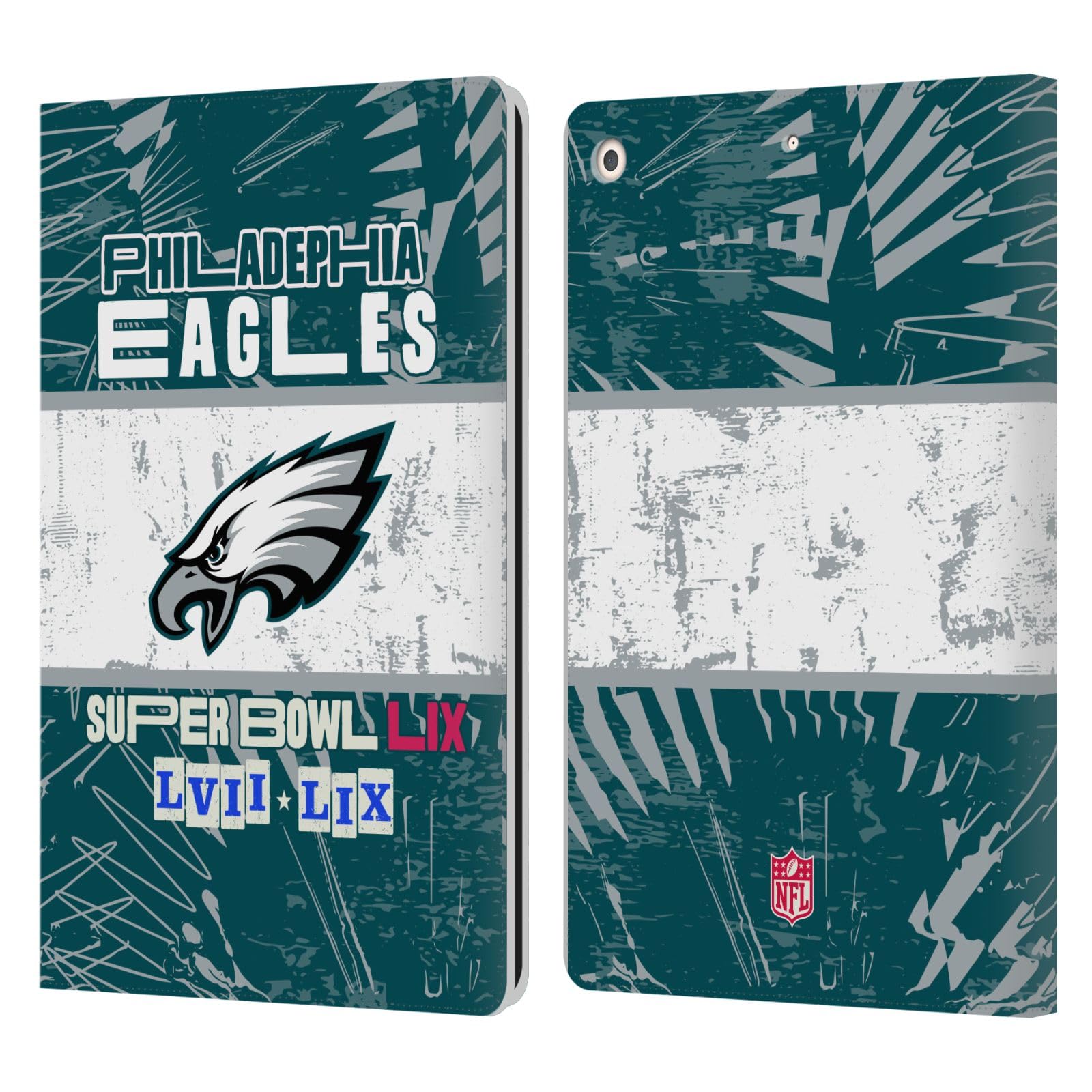 Étui portefeuille iPad 10.2 cuir NFL Eagles coque tablette Apple