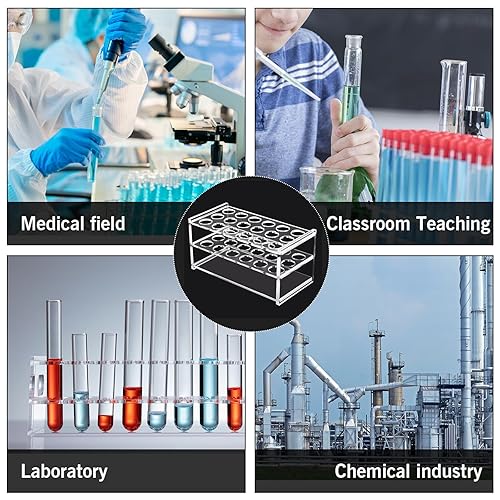 Miniatura 7 de RUIAN Soporte de tubo de ensayo de acrílico para laboratorio, 18 pocillos, 0.669 in de diámetro para tubos de centrífuga de 0.3 fl oz, transparente