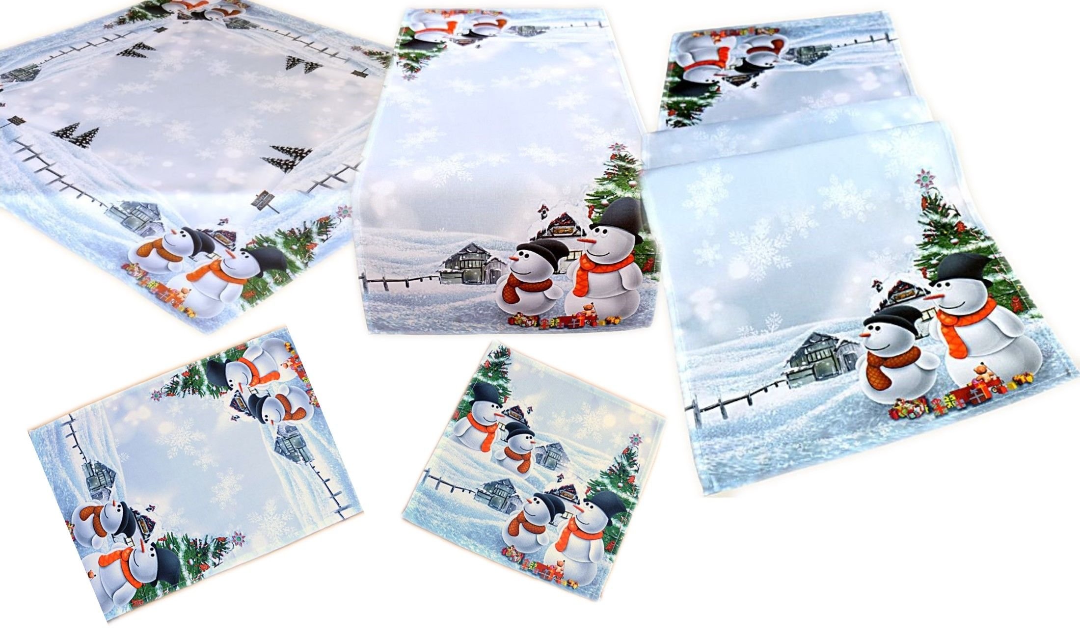 White Colourful Table Runner 85 x 85 cm Snowman Christmas Tablecloth, Bunt, 33.5 x 33.5 inch (Square) - Image 4