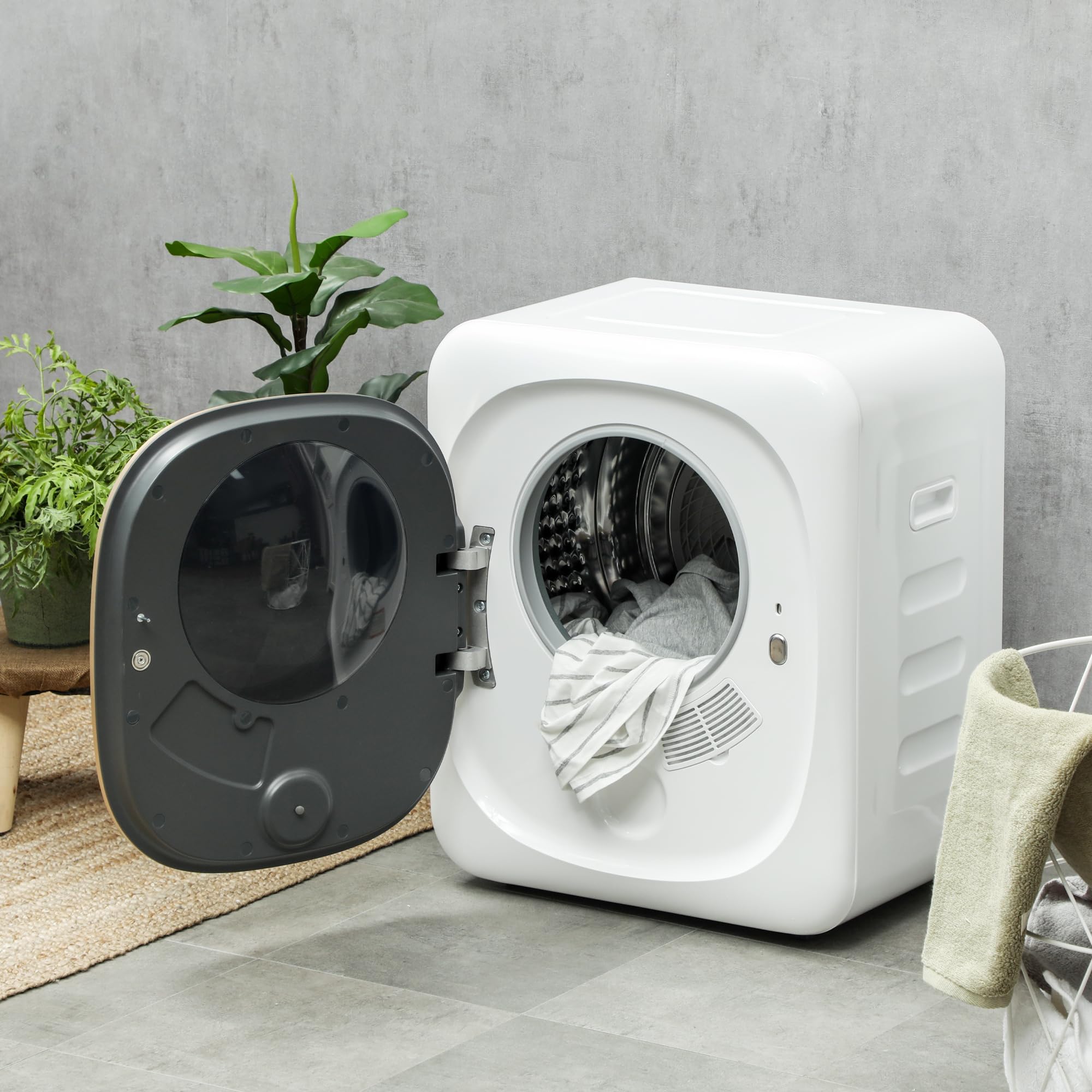HOMCOM Secadora de extracción de aire 4 kg con desinfección, desodorización, modo inteligente, secadora con bandeja de acero inoxidable, de carga frontal, para piso, casa, mobil home, blanco