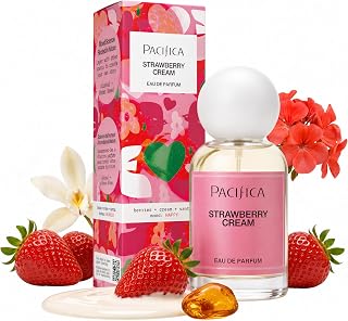 Pacifica Strawberry Cream Perfume for Women – Fruity Floral Eau de Parfum Spray with Strawberry, Vanilla, Jasmine & Sandalwood Notes, Long Lasting, Clean Beauty, 1 fl oz