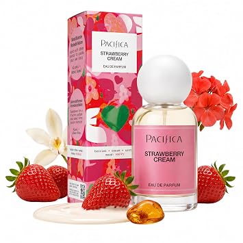 Pacifica Strawberry Cream Perfume for Women Fruity Floral Eau de Parfum Spray with Strawberry, Vanilla, Jasmine & Sandalwood Notes, Long Lasting, Clean Beauty, 1 fl oz