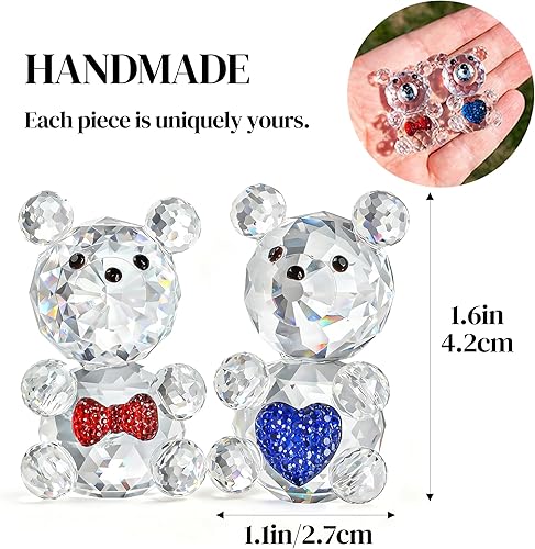 Miniatura 4 de H&D HYALINE & DORA 2pcs Crystal Baby Bear Figurine Collection Animal Paperweight Table Centerpiece