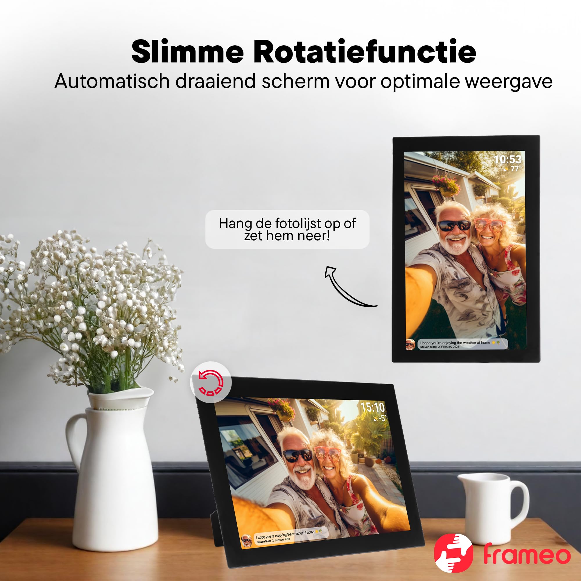 Denver Digital Photo Frame 10.1 inch - HD - Frameo App - Photo Frame - WiFi - IPS Touchscreen - 16GB - PFF1016