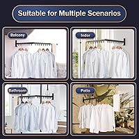 Vista 2 de Estante de secado de ropa retráctil, montado en la pared, plegable, ahorrador de espacio, con toallero, fuerte carga para balcón, lavandería, baño
