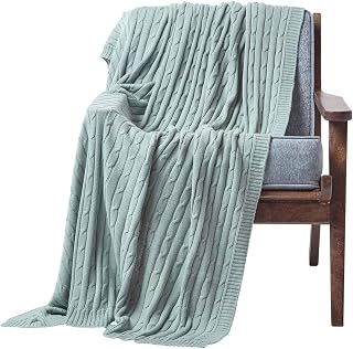 HOMESCAPES Manta Cama Tradicional de Color Azul en 100% Algodon de 130 x 170 cm