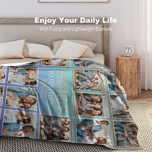 Miniatura 3 de Mantas personalizadas con imágenes hechas en Estados Unidos, manta personalizada con collage de fotos personalizada para papá, mamá, esposa, marido,