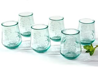 Euro Ceramica Bara Collection 6 Piece Tumbler Set - 6 Recycled Glass Tumbler Cups - No Stem - 14oz Capacity, Standard, (TND-34-211166)