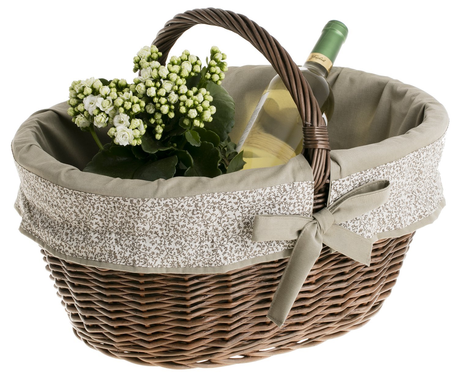 Portariviste In Vimini Naturale - Fatto A Mano In Europa, Design Vintage, Con Manici, Dimensioni 41x29x24/26 Cm, Per Soggiorno, Ufficio