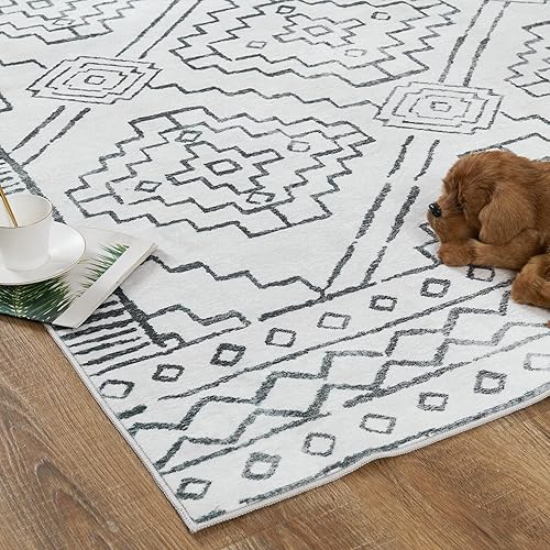 Miniatura 3 de jinchan Alfombra de pasillo marroquí de 2 x 5 pies con línea bohemia lavable moderna geométrica decorativa suave alfombra interior antideslizante