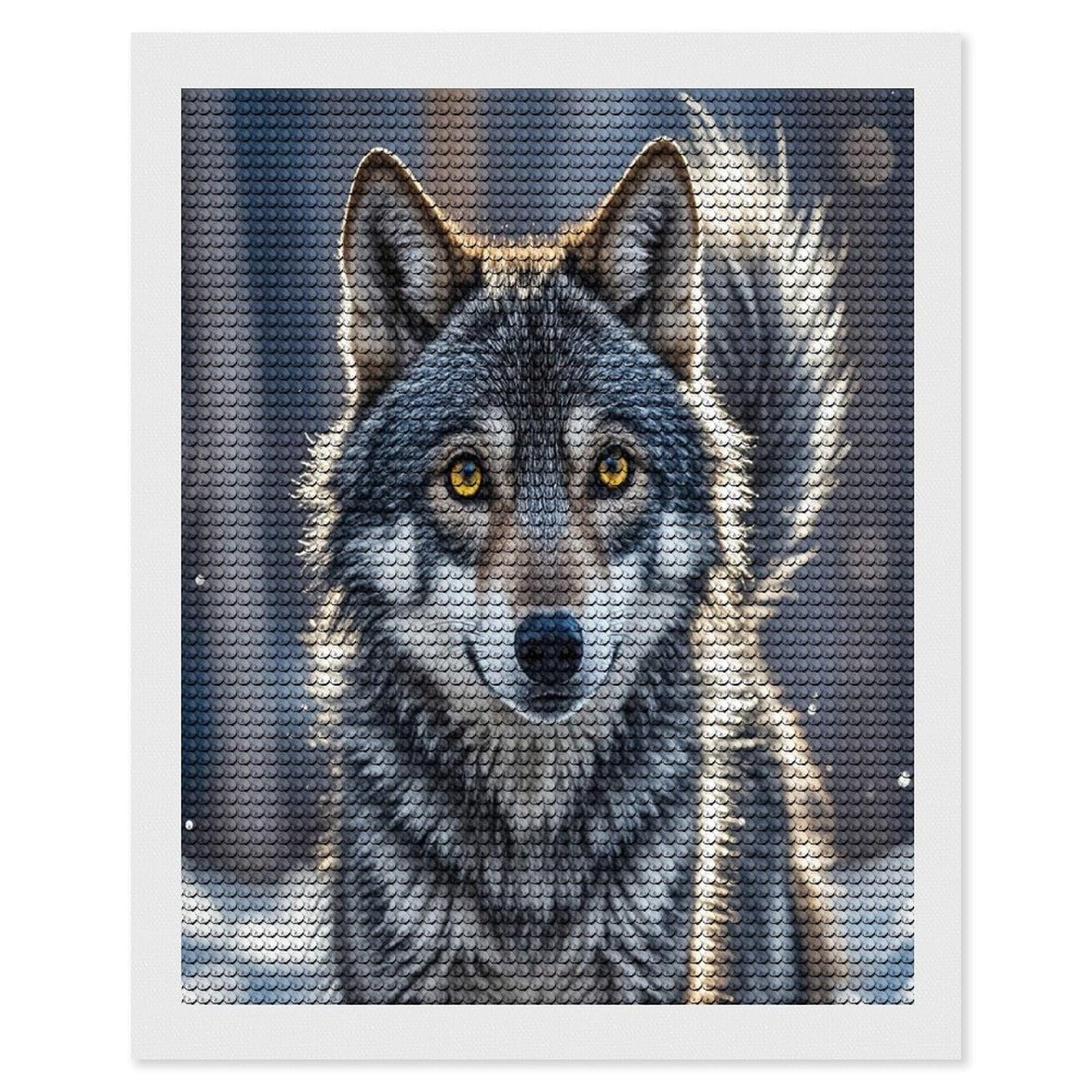 FekiLoot Cute Wolf Diamond Painting Kits for Beginners DIY Diamond Art Kits for Adults Full Drill Round Diamond Dot Gem Art Painting Fun DIY Crafts for Home Kitchen Wall Decor Gift 16"x20"
