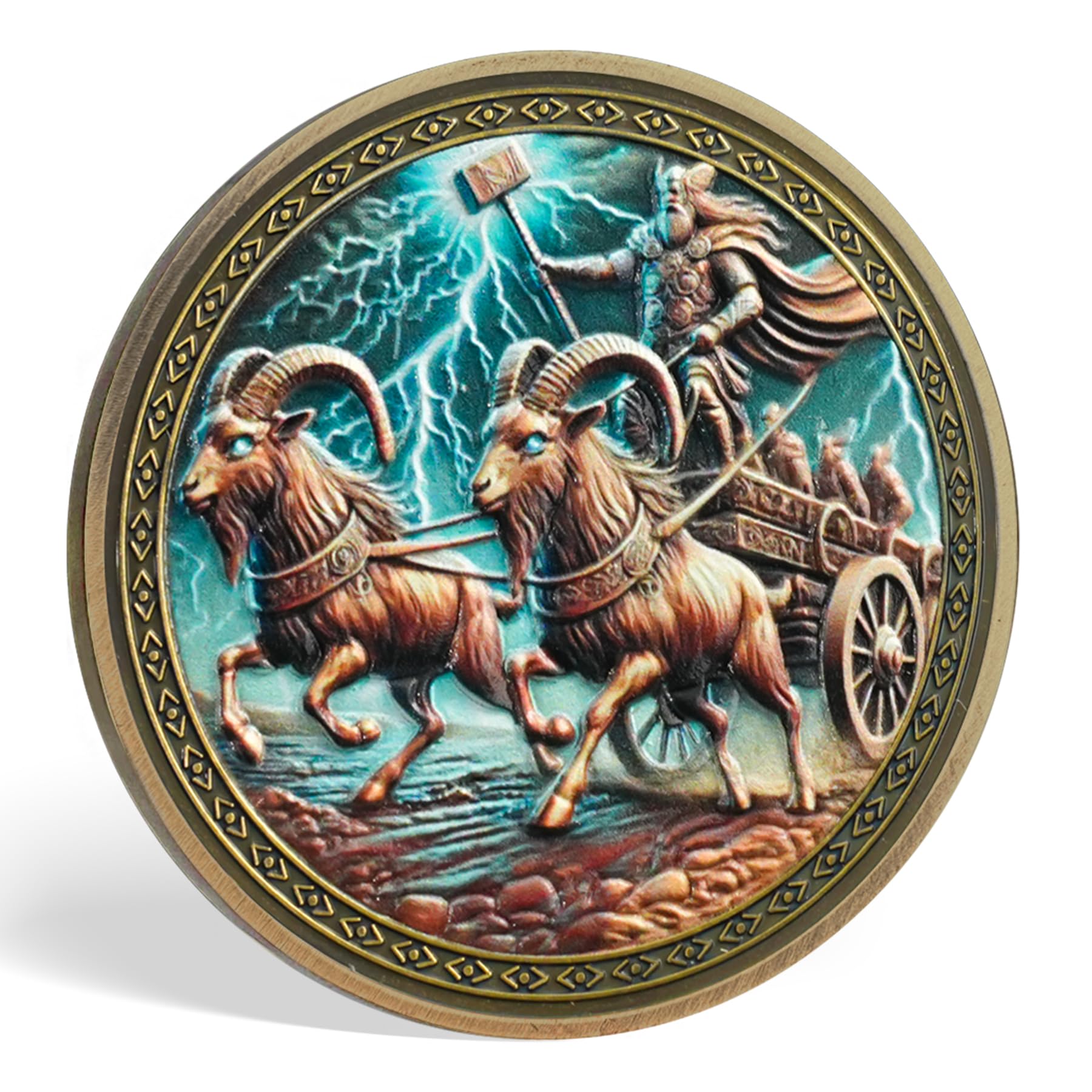 Thor Viking Coin, The Cosmic Tree Viking Challenge Coin, Toothgrinder & Toothgnasher Norse Mythology Protective Talisman - Image 2