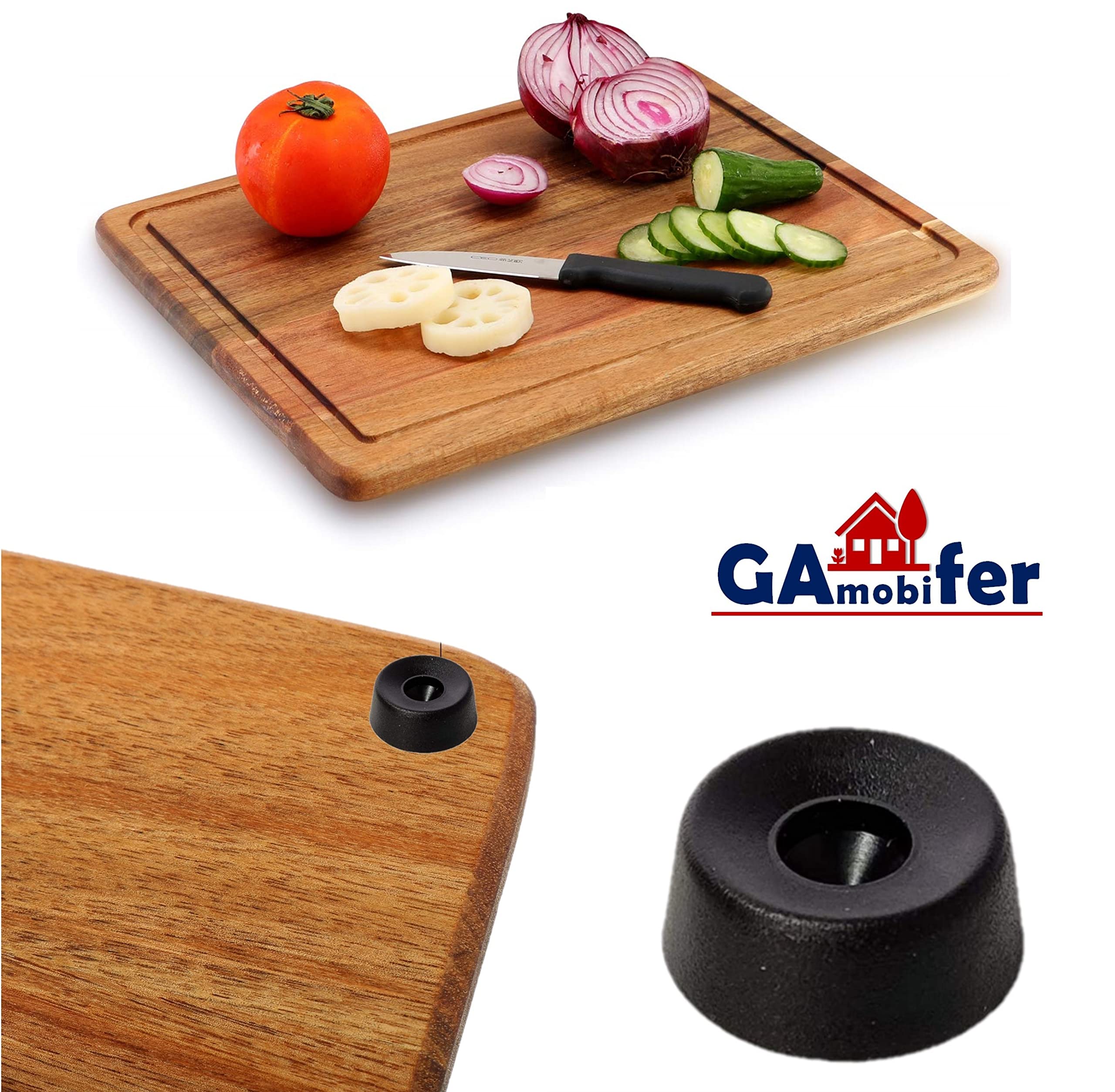 Vipla Rubber Feet Semi Soft Non Slip for Chair Table, Chopping Board, Crate etc (diameter 22 x 8 mm. 12 pieces + 12 screws, black) - Image 2