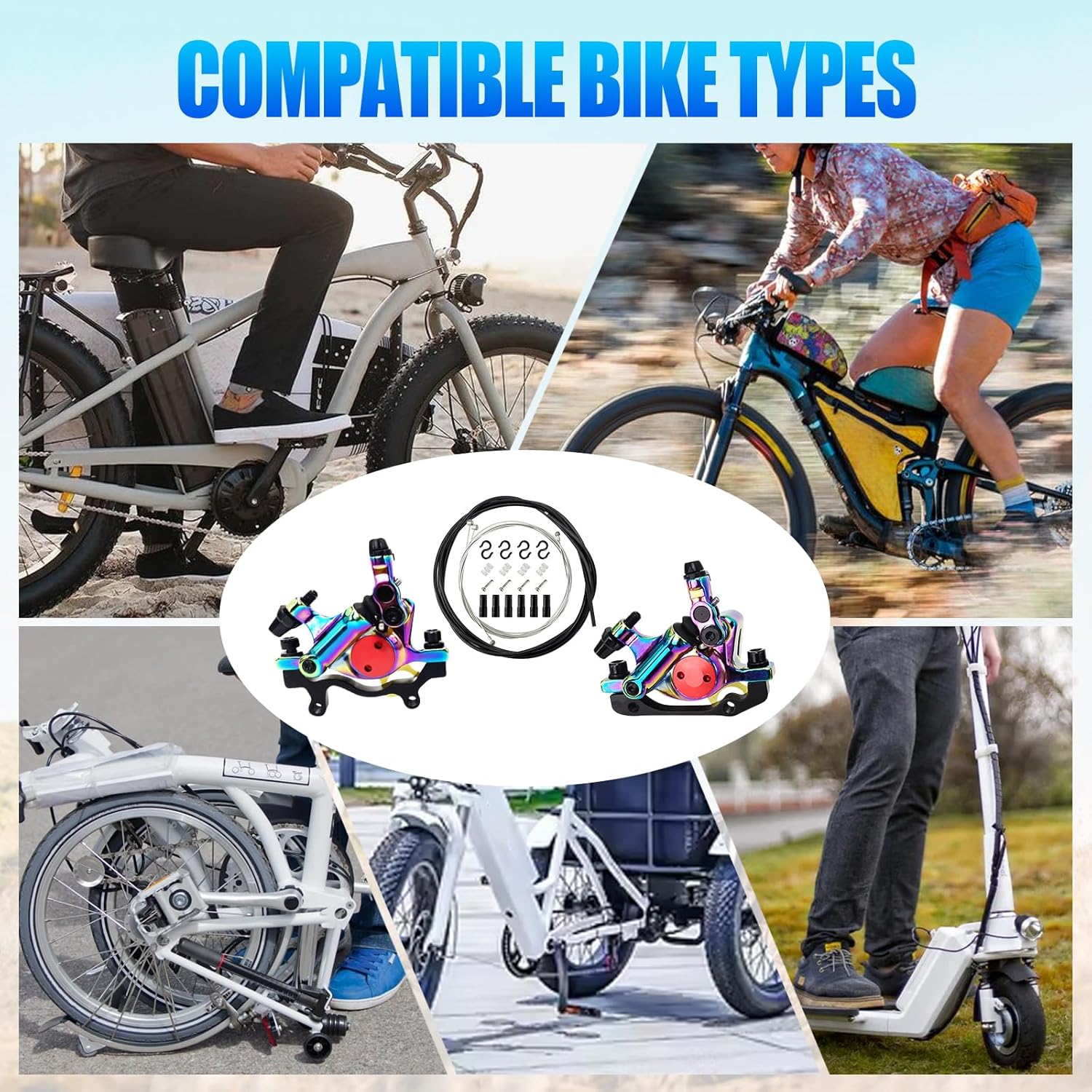 Hydraulic Brake Caliper, HB-100 Line Pulling Hydraulic Disc Brake Calipers Alloy Mountain Bike Hydraulic Disc Brakes Front Rear Caliper Brake Cable Set for MTB, Mountain Bike, E-Bike