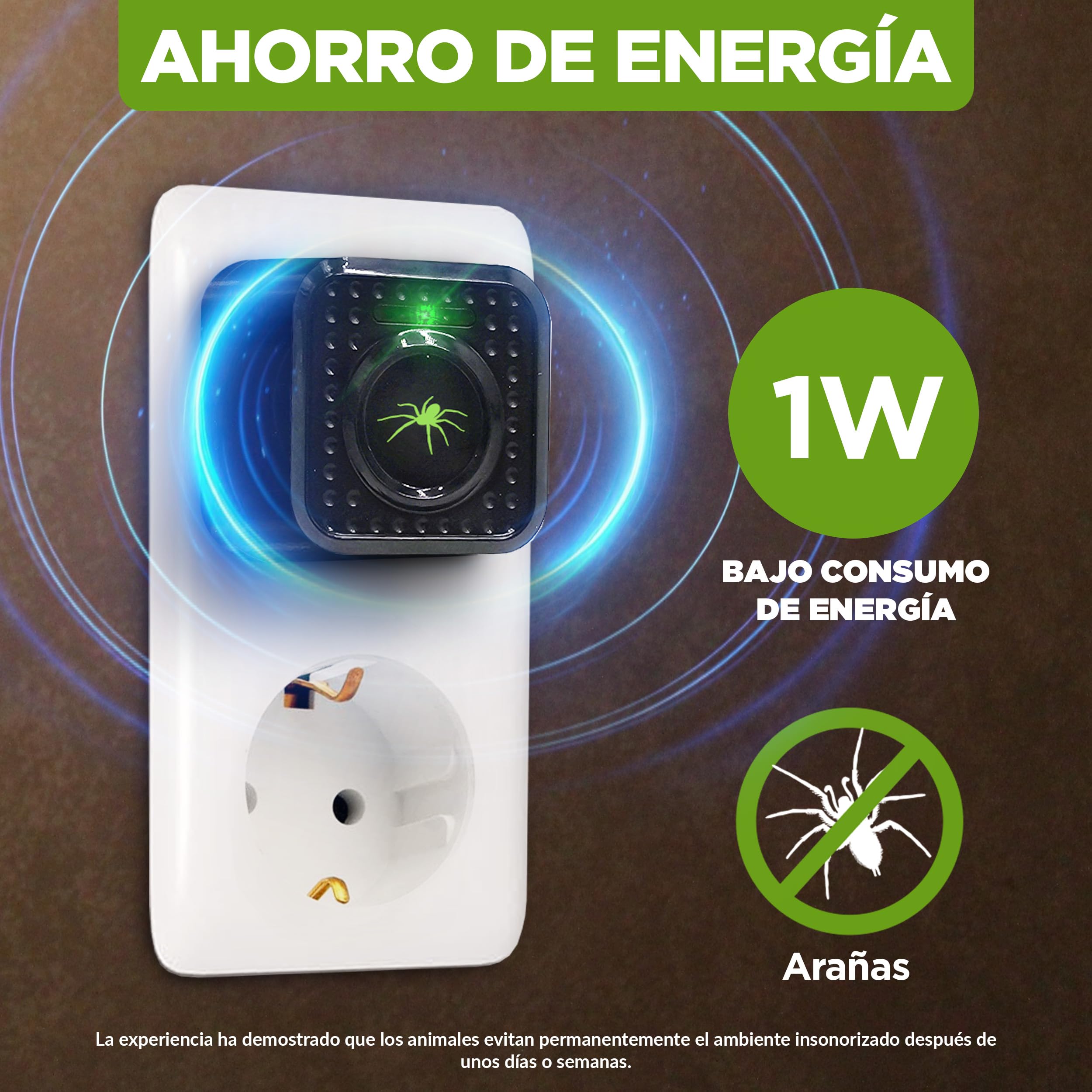 ISOTRONIC – Repelente ultrasónico de arañas enchufable para sótanos e Interiores – Repelente de arañas con un Alcance Efectivo de 30 m² (5 Unidades)