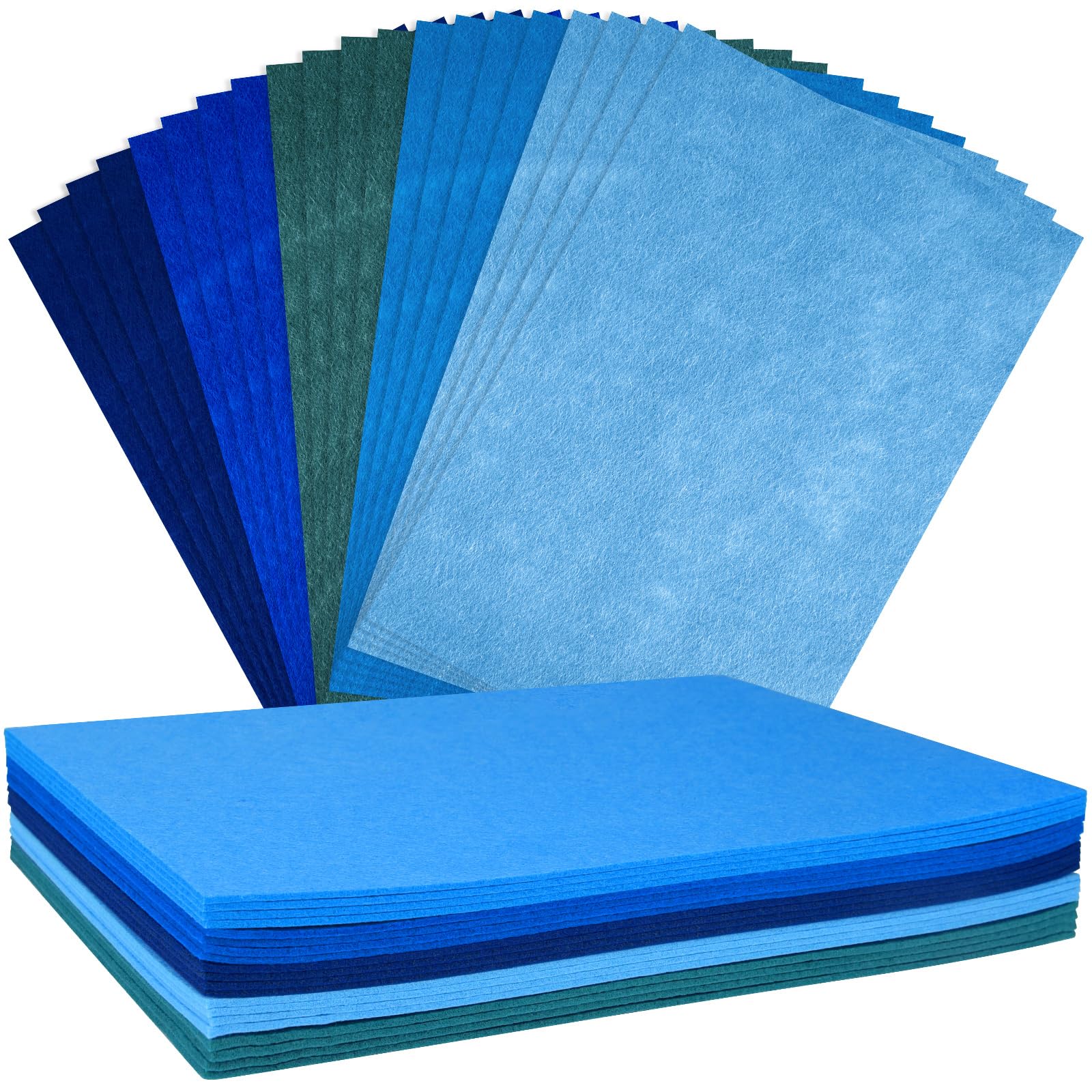 NEBURORA 2mm Thick Felt Sheets for Crafts 20 Pcs Stiff Felt for Crafts, Blue Felt Fabric Sheets Patchwork Sewing Craft Supplies (Blue Series)