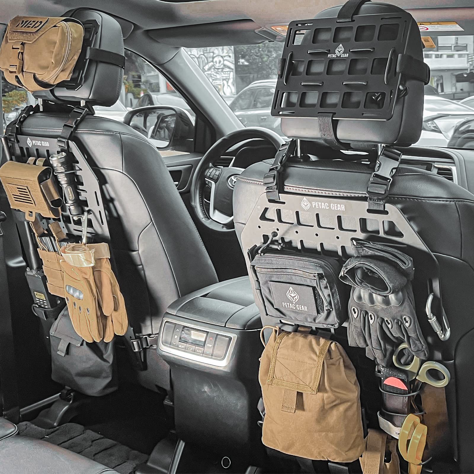 PETAC GEAR Rigid Molle Panel For Vehicle Car Seat Back Organizer Rifle