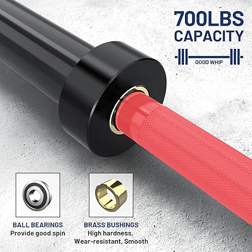 Miniatura 4 de Barra olímpica de 7 pies de 44.1 lbs de carga de barra de 7001500 libras de capacidad disponible para hombres con mangas cromadas duras para placas