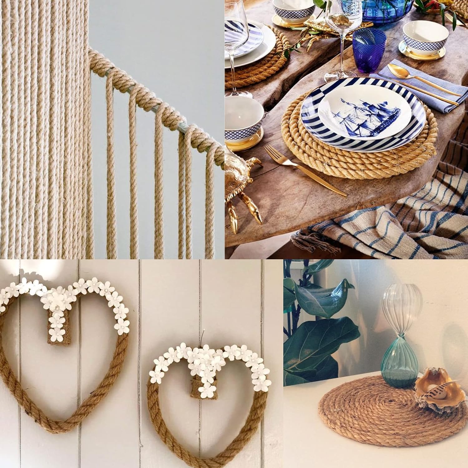 32 Feet Natural Strong Jute Twine String Thick Hemp Rope Craft Twine for DIY & Arts Crafts,Packing,Gardening and Floristry,Garden Bundling (8mm)