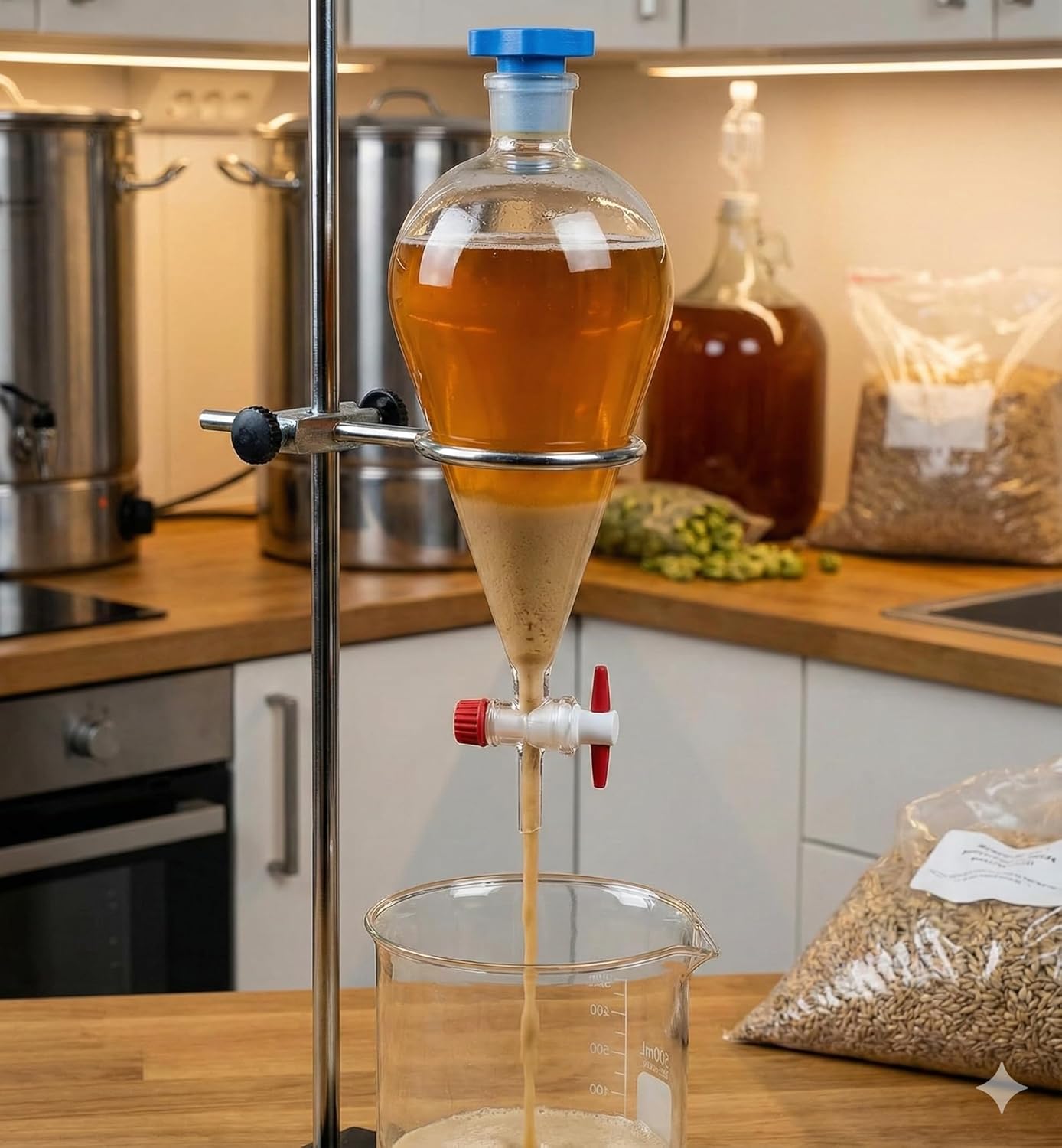 American Fristaden Lab 500mL Separatory Funnel with PTFE Stopcock Valve | Lab Quality Borosilicate Glass | 24/29 Joint Size | Separation Funnel for Lab Use