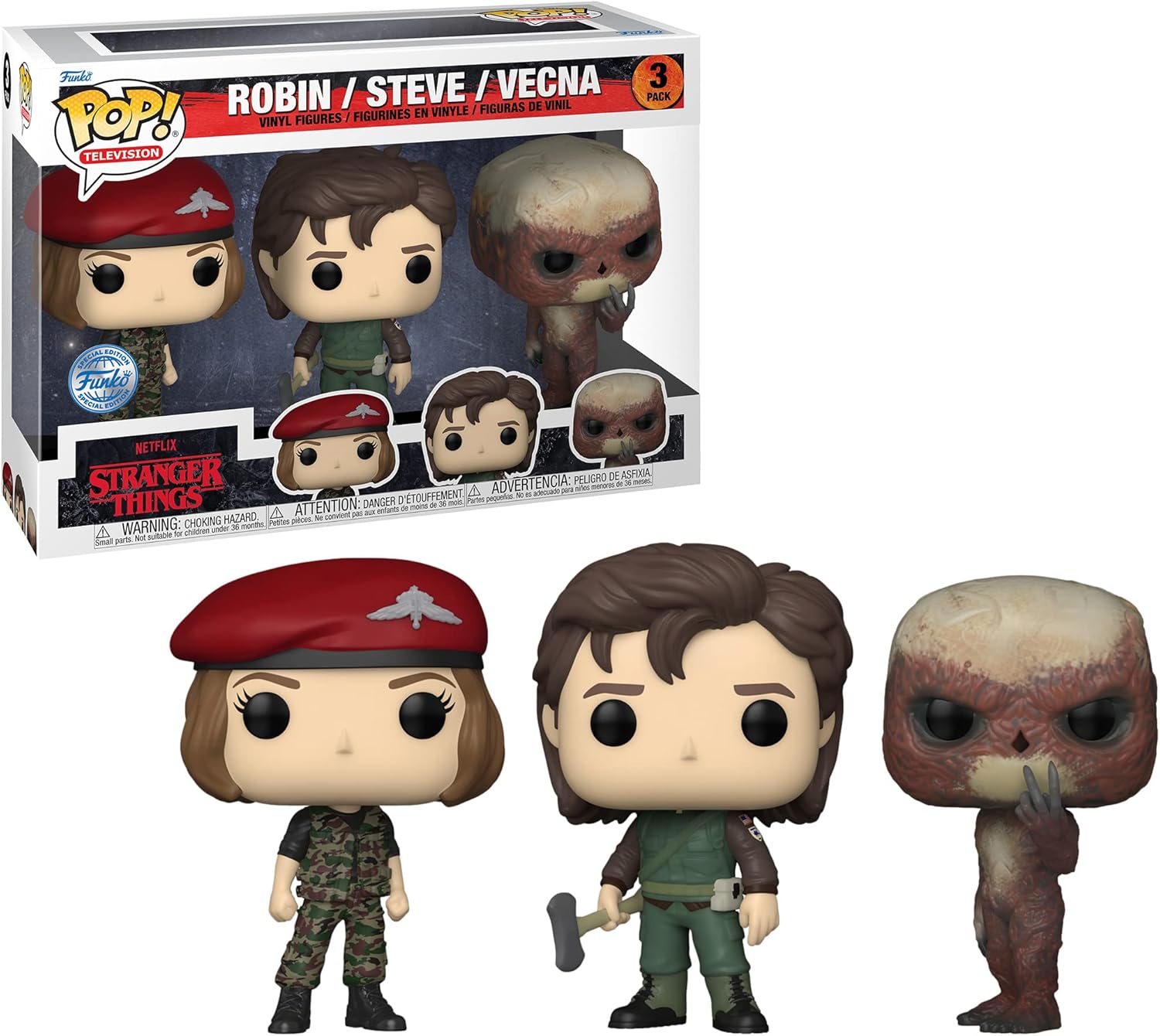 Funko POP! TV: Stranger Things - Robin, Steve & Vecna Special Edition Multicolor Exclusive 3-Pack Vinyl Figures