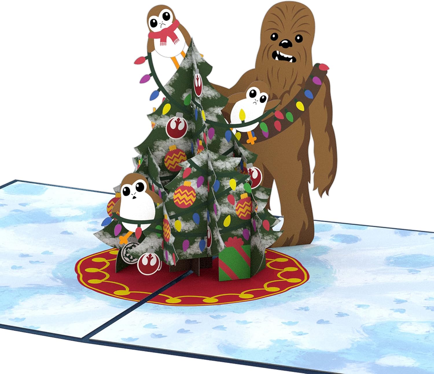 Lovepop Star Wars™ Chewie & Porgs Christmas Pop Up Card, 5x7-3D Greeting Card, Pop Up Christmas Cards, Kids Christmas Card, 3D Holiday Card, Winter Cards