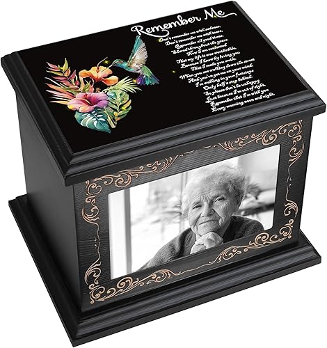 Miniatura 12 de Urnas de cremación para cenizas humanas de adultos hombres o mujeres, urnas funerarias conmemorativas para cenizas con marco de fotos, caja de urnas