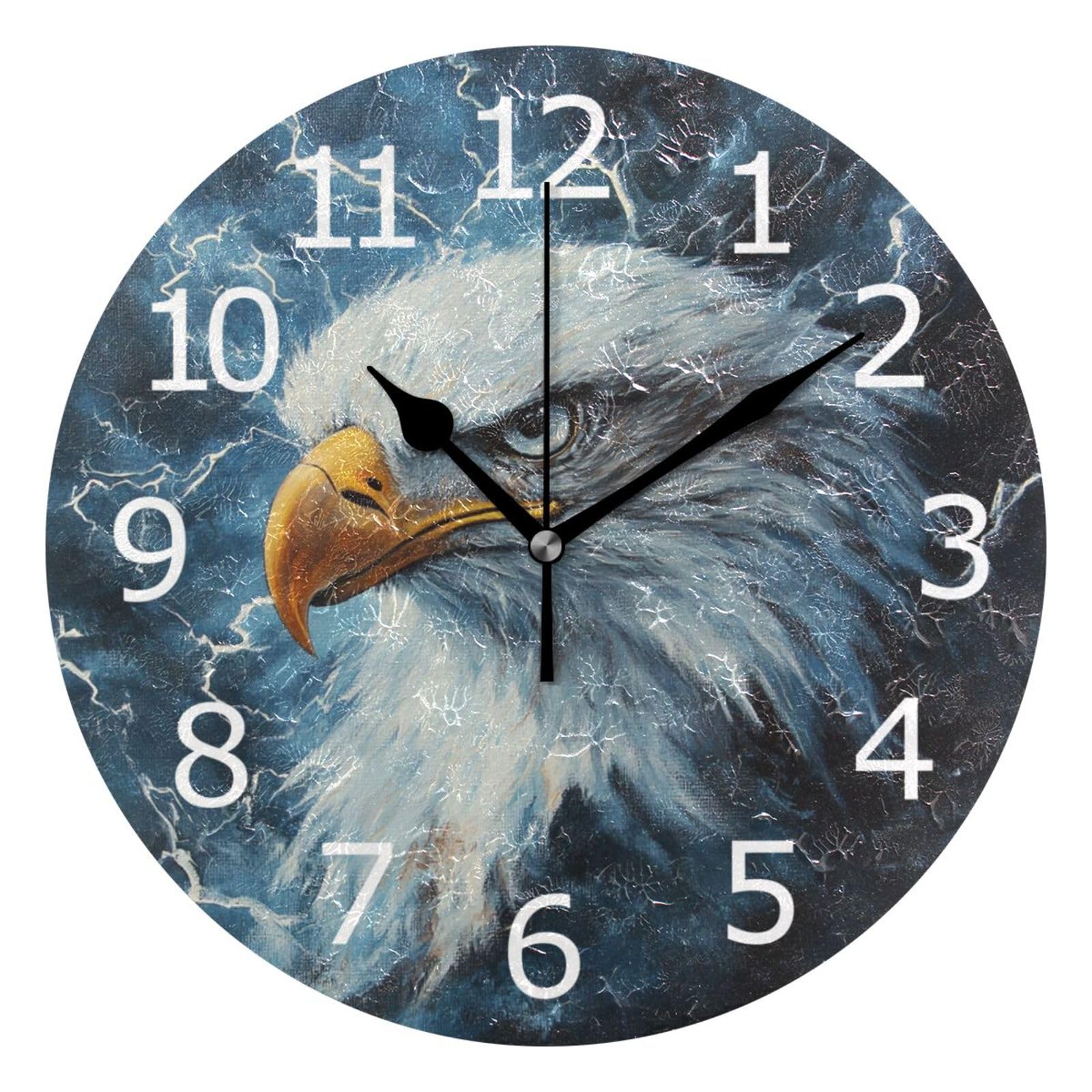 Horloge murale pour chambre cuisine salon 25cm à motif phare de tête d'eagle