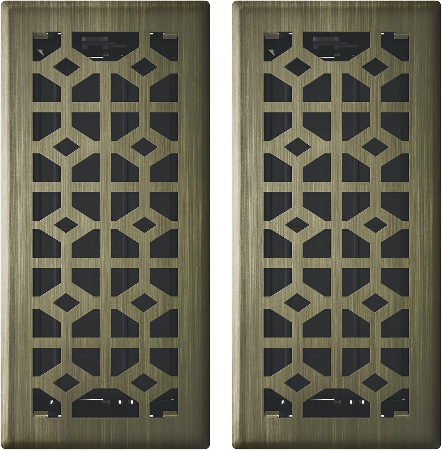 Imperial RG3401 4 x 10-Inch Templar Decorative Floor Register, Vintage Brass, 2 Pack