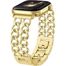 DaQin Gold Band Compatible with Apple Watch Bands for Women 40mm 42mm 38mm 41mm 44mm 45mm 46mm, Adjustable Metal Chain Link Bracelet Accessories for iWatch Band Series 11 10 9 8 7 6 5 4 3 2 1No Case