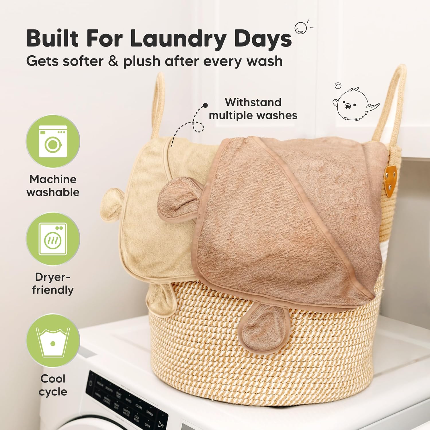 KeaBabies 2-Pack Hooded Baby Towels for Newborn and Baby Washcloths for Infants - 100% Soft and Absorbent for Newborns, Infant, Bath Cloth and Face Washcloths