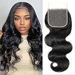 Selina Hair 4x4 Lace Closure Body Wave Human Hair Free Part Brazilian Virgin Hair Lace Frontal Human Hair Natural Black Color 20 Inch