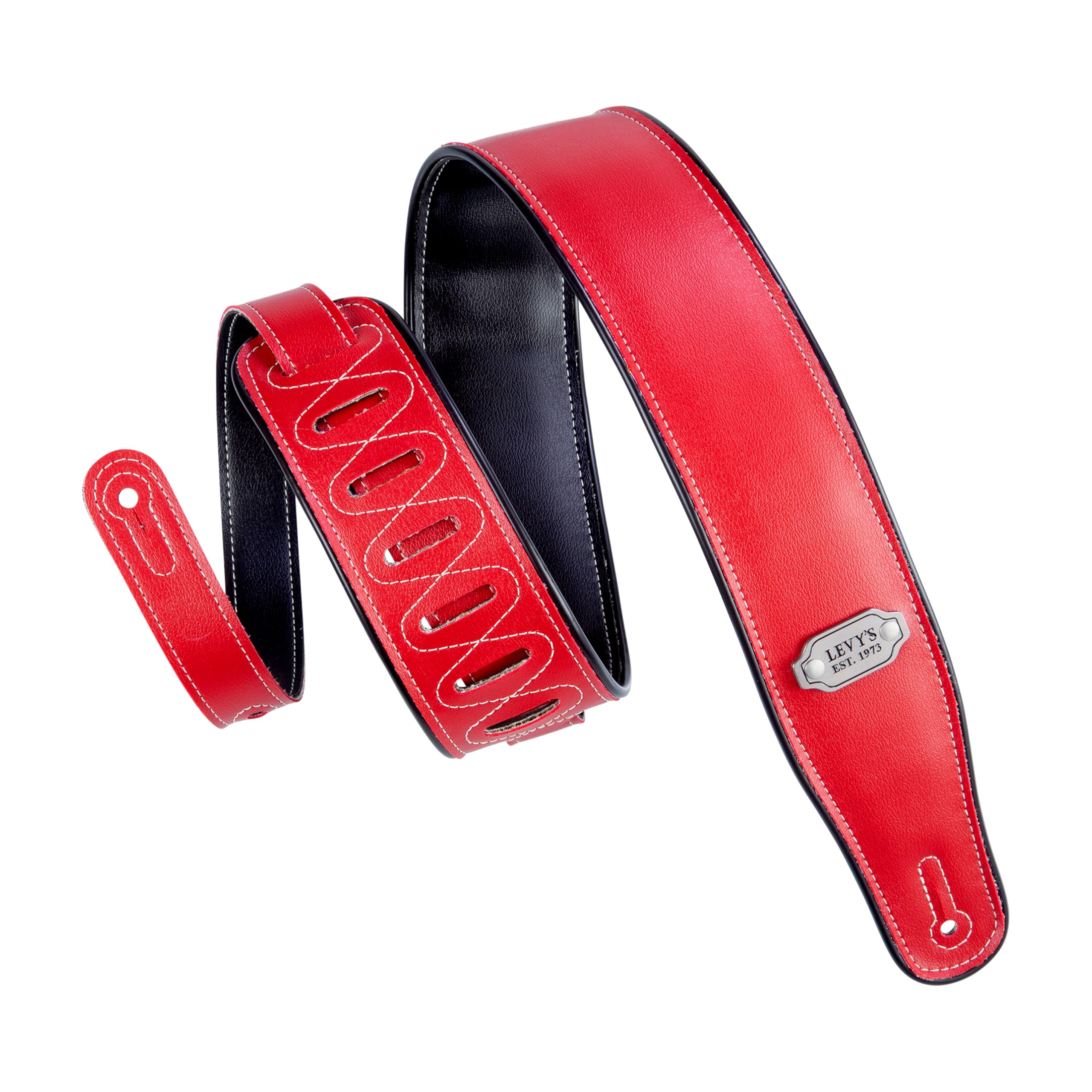 Levy's Lederen Soft Nubuck Lederen Band voor Gitaar | Breedte 2 1/2 | Zwart | (M17BDS-BLK