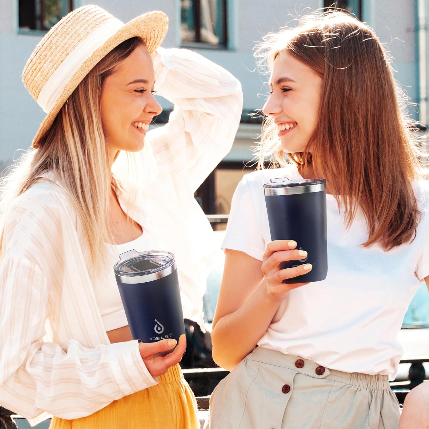 Ideus 20 oz Tumbler, Travel Coffee Mug with Splash Proof Sliding Lid, Double Wall Stainless Steel Vacuum Insulated Coffee Mug for Home and Office, Keep Beverages Hot or Cold, Navy blue - Image 7