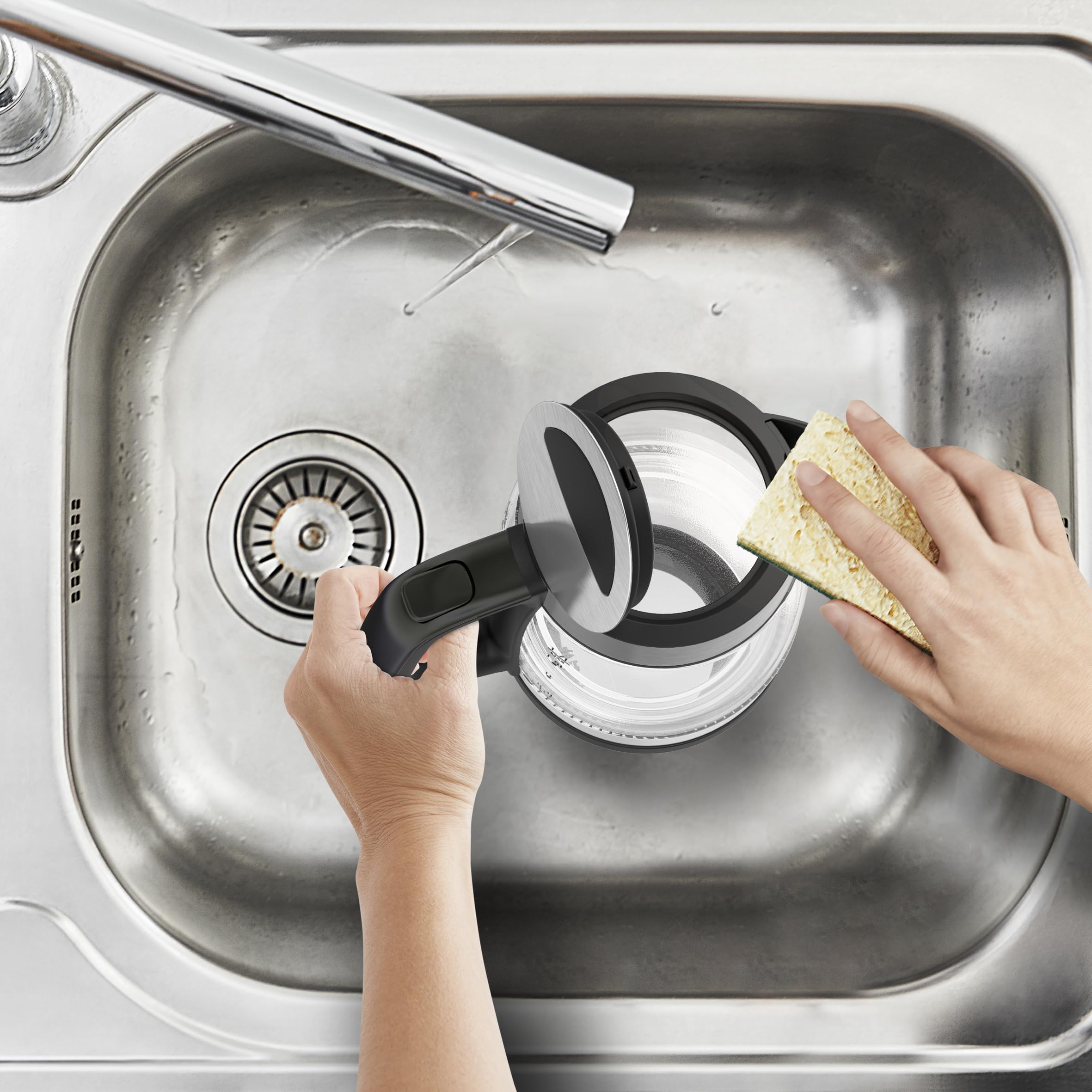 Tefal Ki6058 - Bollitore elettrico in vetro, 1,7 litri, facile da pulire, colore: nero
