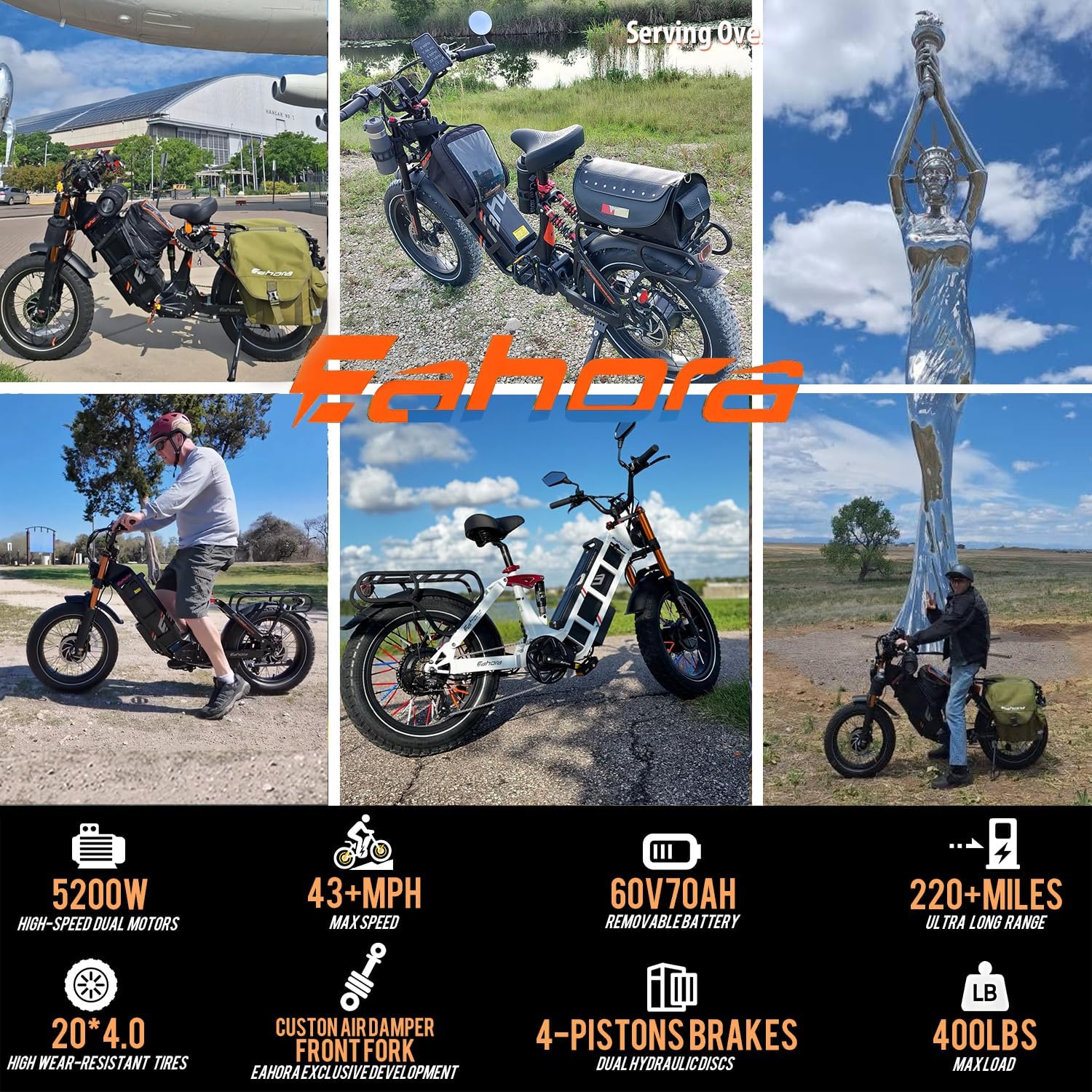 Juliet Pro II Electric Bike for Adults - Dual Motor 43MPH 5200W Peak 60V/70Ah 220Miles Electric Mountain Bike, Full Suspension Electric Bike Long Range 20" Fat Tire Commuting E-Bike for All-Trrian