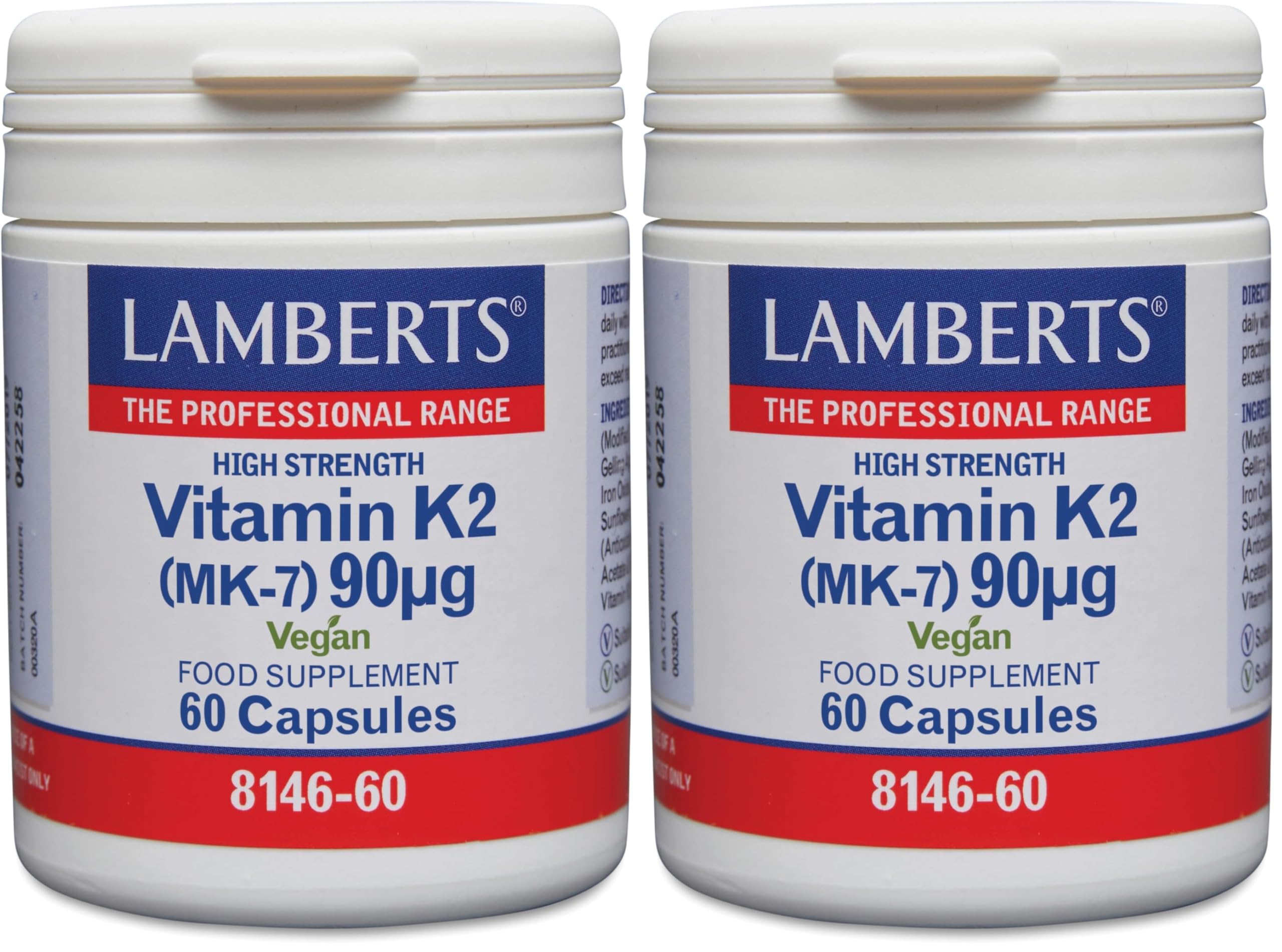 Lamberts Vitamina K2 90 ug - 60 Cápsulas (Paquete de 2)