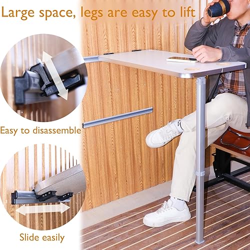 Miniatura 5 de HWHongRV Kit de patas de mesa ajustables, patas telescópicas de 20 a 30 pulgadas con 2 rieles deslizantes, patas de mesa plegables de aleación de