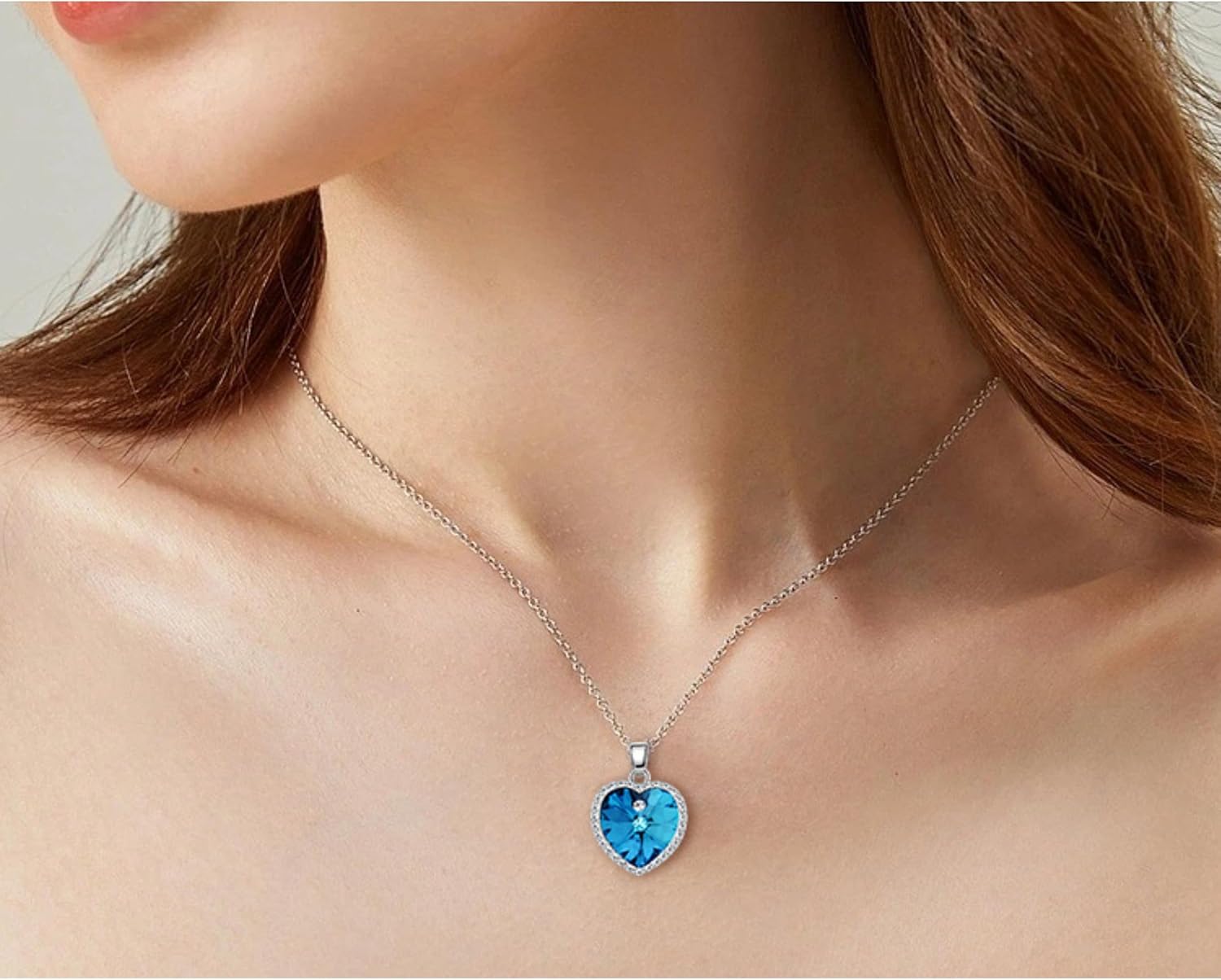 KRUCKEL Shape of Heart Necklace Made with Austrian Crystals - For Anniversary, Birthday, Women Day, Wedding, Valentines Day Gifts for Her - Fashionable Romantic Jewelry - White Gold Plated - Image 4