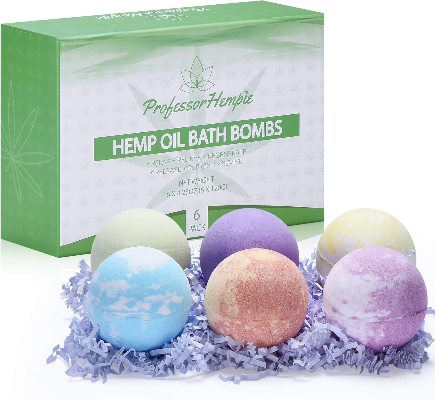 Amazon Com Organic Bath Bombs Gift Set Pack Of 6 Xxl Natural Bath Bombs Spa Fizzies Infused With Hemp Essential Oil Perfect For Spa And Bubble Bath Handmade Bath