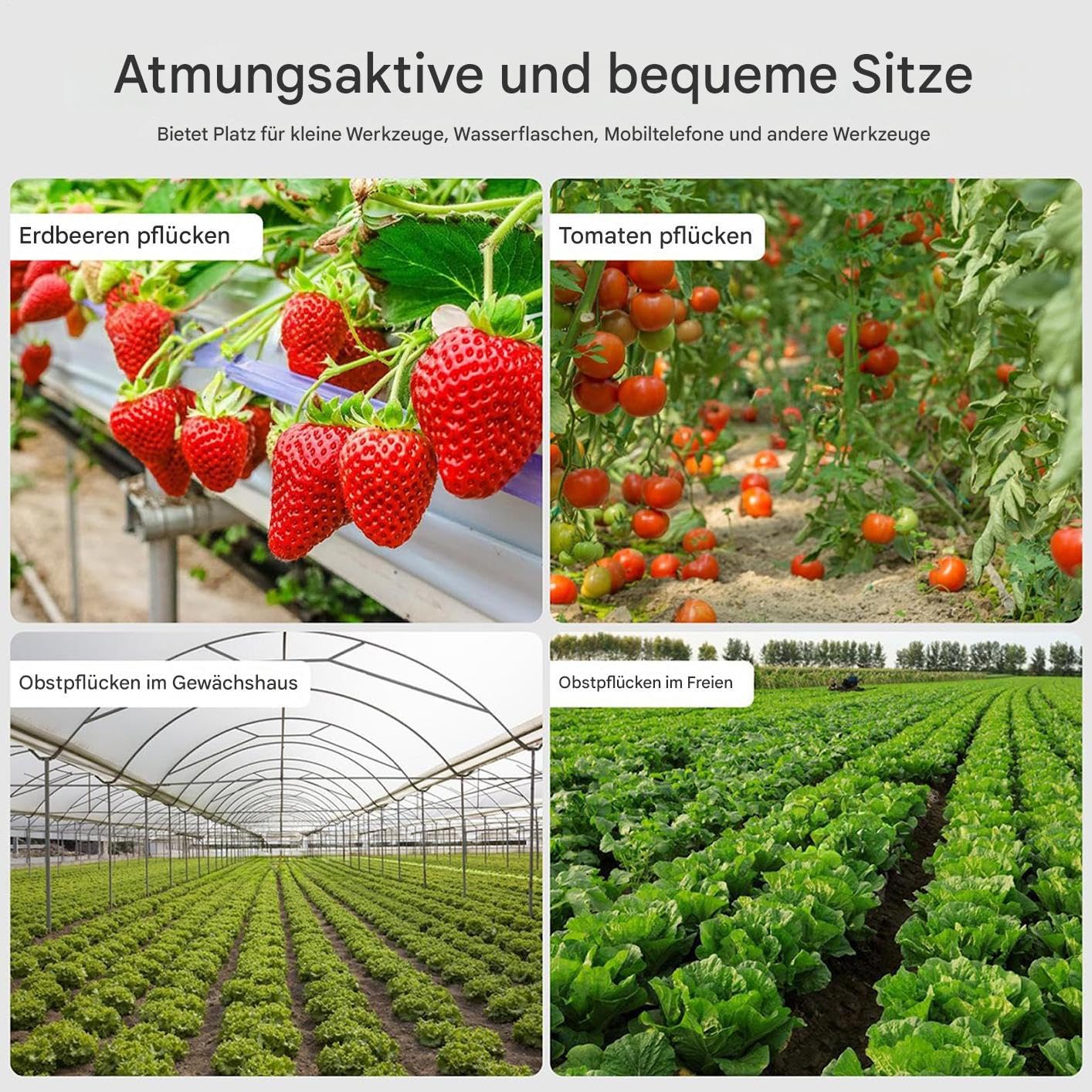 Carrello da Giardino con Sedile Carrello Sgabello Sedia Seduta | Sedia per Giardinaggio con Ruote Sgabello Carrello Rotante per Esterno, Diserbo, Prato, Campeggio, Terrazza, Officina