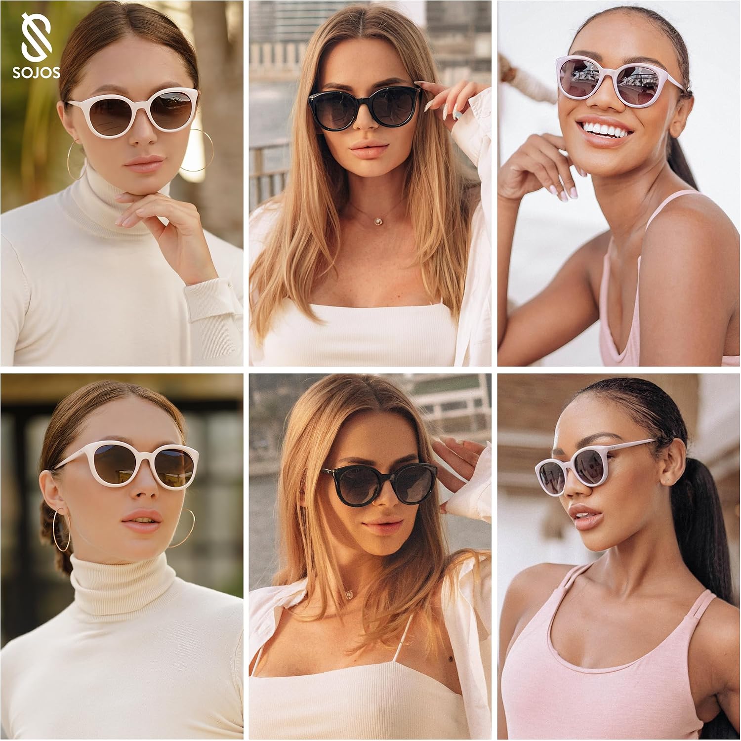 SOJOS Small Round Polarized Sunglasses for Women Men Vintage Style UV400 Lens SJ2259,(Blue)