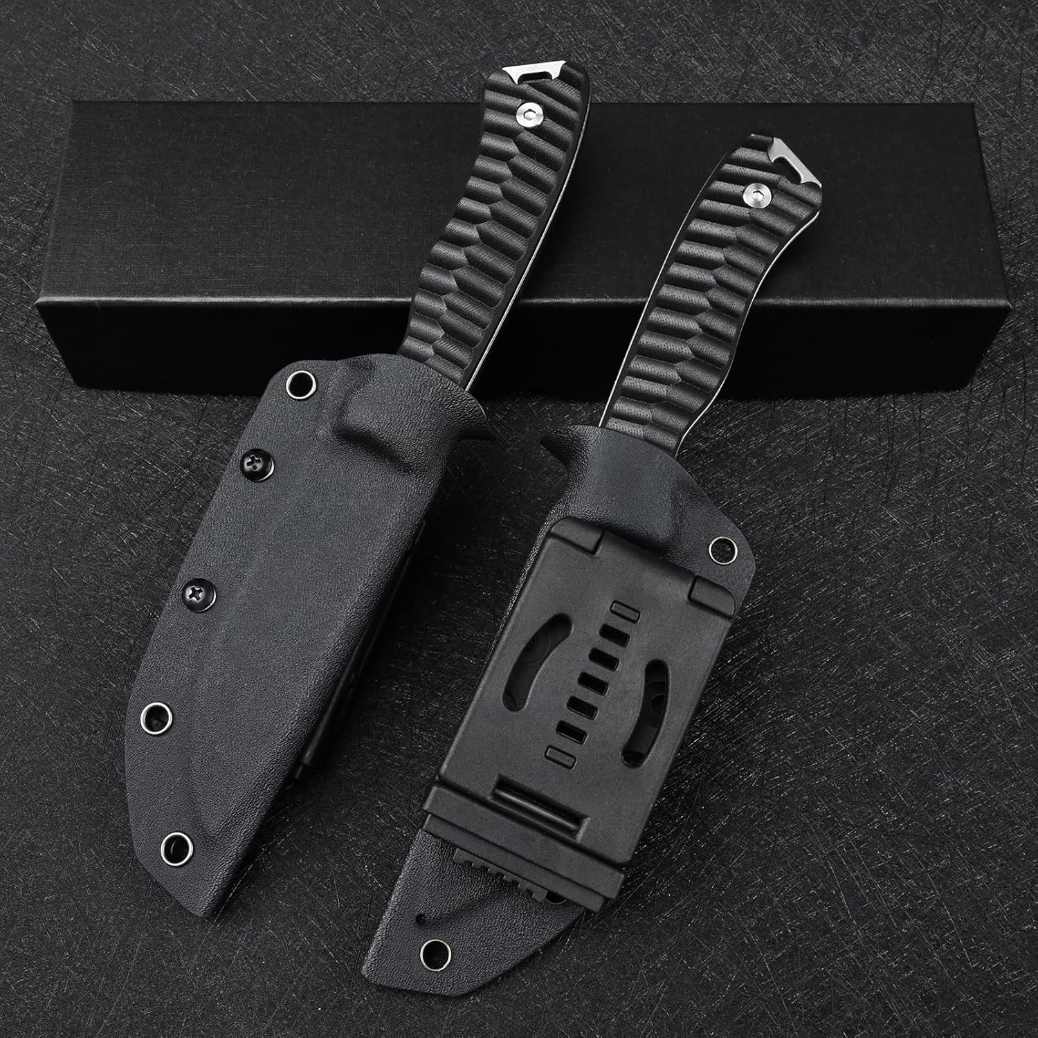 Knives 14C28N Steel Tactical Fixed Blade Knife with kydex sheath for Men EDC Outdoor Camping Survival Hunting (White+black handle)