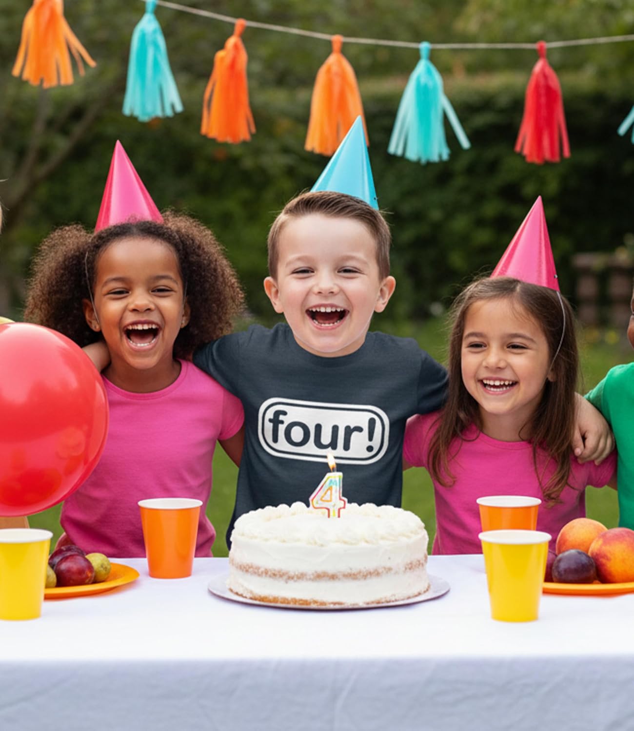 Lalo & Luna Four! 4th Birthday T-Shirt for Boy 4 Years Old Toddler Party Outfit Tee Gift